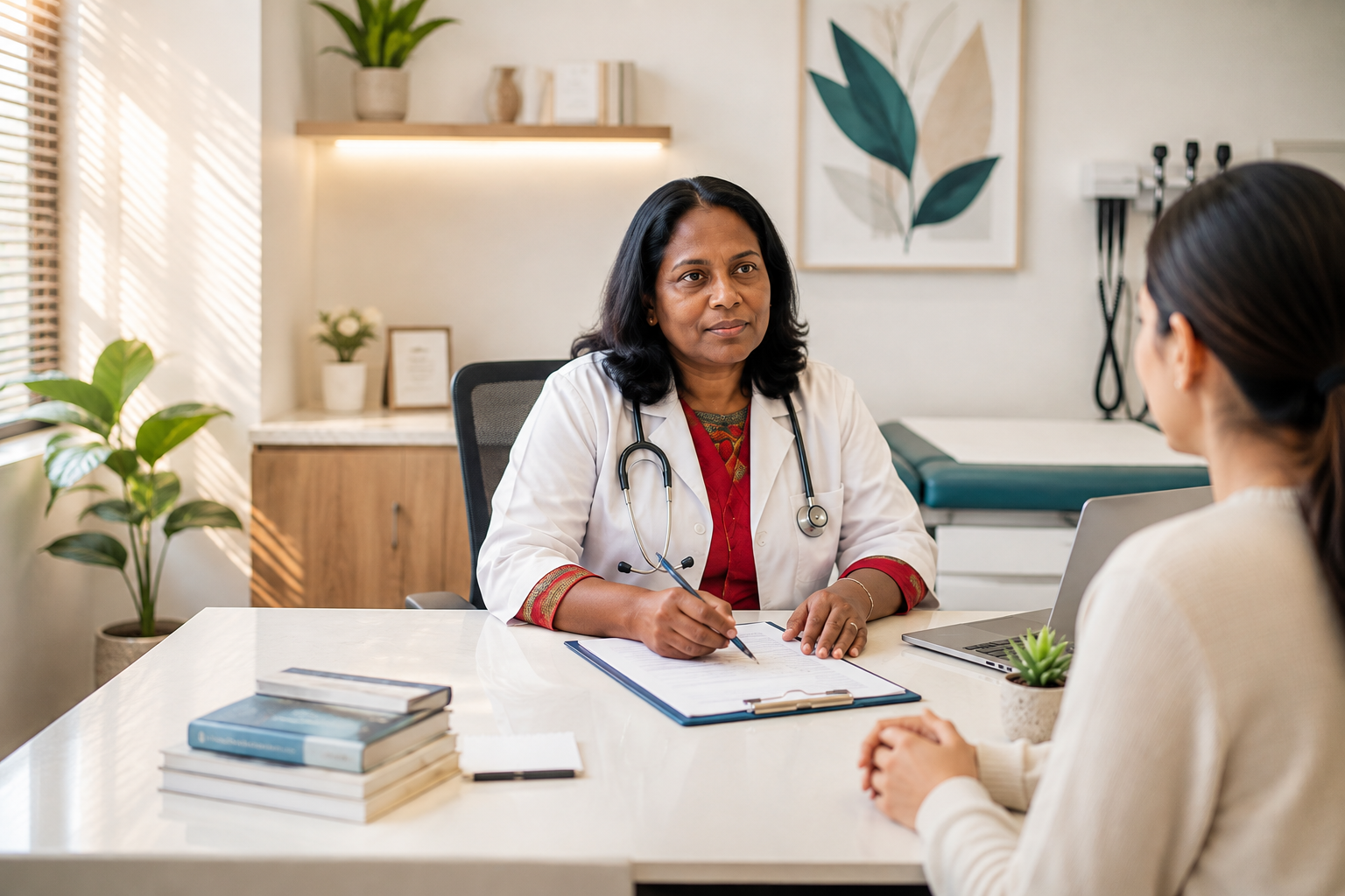 Doctor consulting with a patient in a modern medical clinic